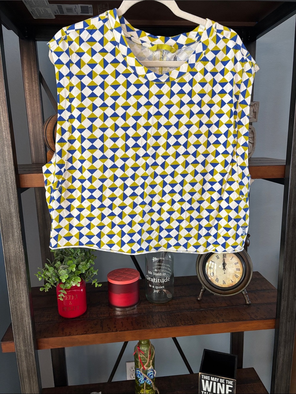 Sleeveless Geometric Print Top - Yellow & Blue free people movement nwt ptp 22